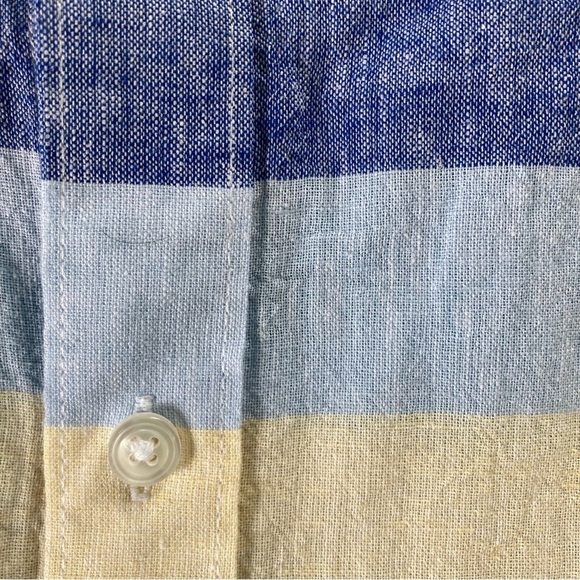 Club Room Striped Linen Blend Button Up Shirt Coastal Beach Blue (Size XL) - Picture 4 of 9